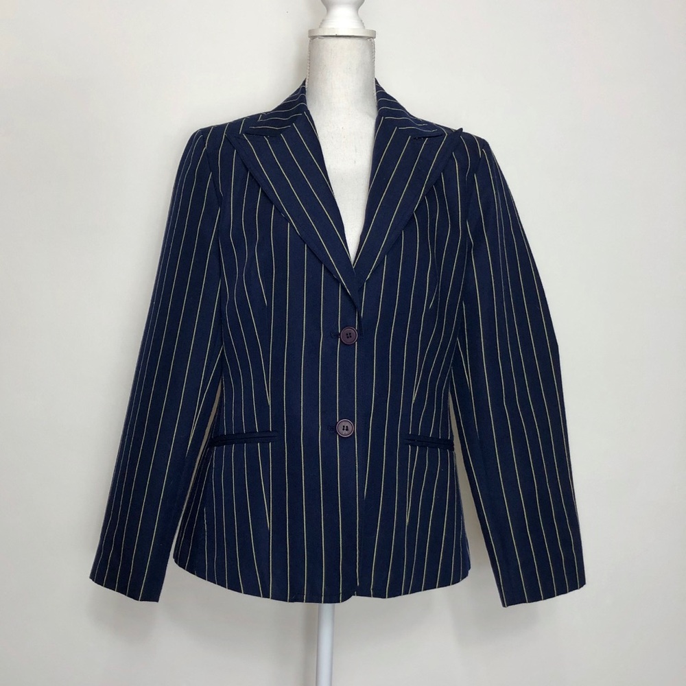 Metrostyle Navy Blue with Gold Stripes Blazer